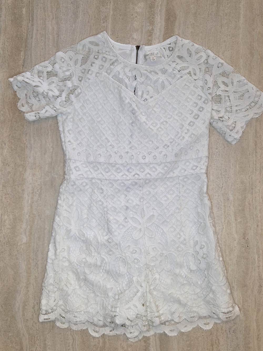 Tea N Rose White Lace Crochet Romper Like New